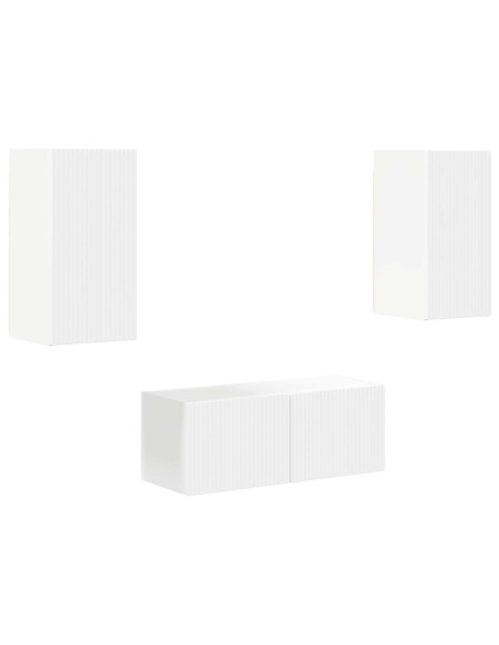 Set mobile TV Montaggio a parete 6 pcs Bianco Legno multistrato