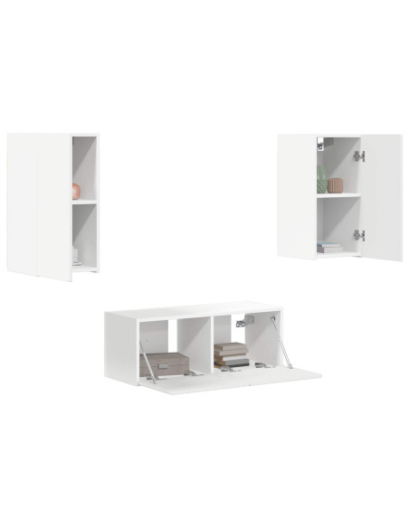 Set mobile TV Montaggio a parete 6 pcs Bianco Legno multistrato