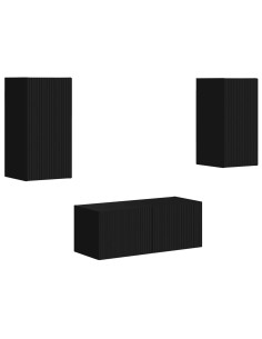 Set mobile TV 6 pz Nero Legno ingegnerizzato 2
