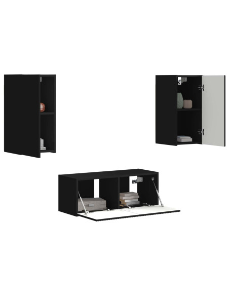 Set mobile TV 6 pz Nero Legno ingegnerizzato