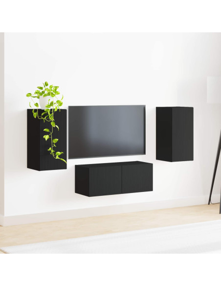 Set mobile TV 6 pz Nero Legno ingegnerizzato