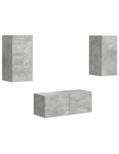 Set mobile TV 6 pcs Grigio cemento Legno multistrato 2