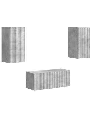 Set mobile TV 6 pcs Grigio cemento Legno multistrato