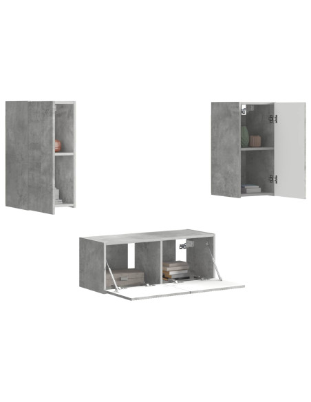 Set mobile TV 6 pcs Grigio cemento Legno multistrato