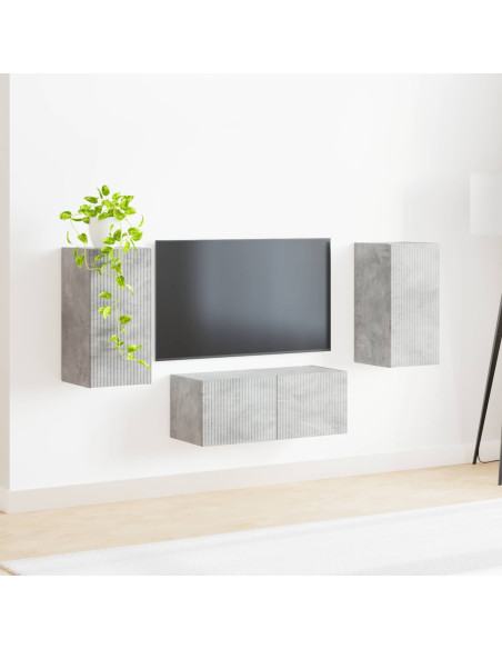 Set mobile TV 6 pcs Grigio cemento Legno multistrato