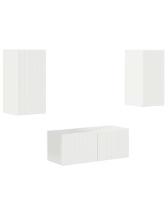 Set mobile TV 6 pcs Bianco Lucido Legno multistrato 2