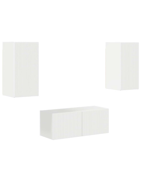 Set mobile TV 6 pcs Bianco Lucido Legno multistrato