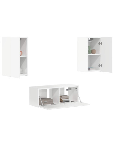 Set mobile TV 6 pcs Bianco Lucido Legno multistrato