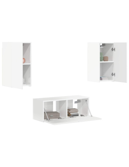 Set mobile TV 6 pcs Bianco Lucido Legno multistrato