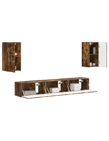 Set mobile TV 5 pcs Rovere fumé Legno multistrato