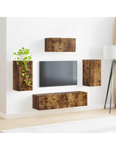 Set mobile TV 5 pcs Rovere fumé Legno multistrato
