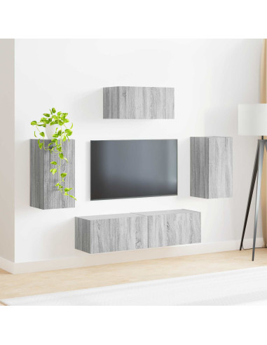 Set mobile TV 5 pcs Grigio Sonoma Legno multistrato