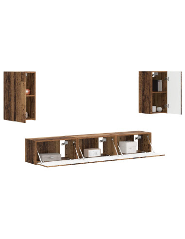 Set mobile TV 5 pcs Legno vecchio Legno multistrato