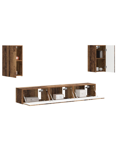 Set mobile TV 5 pcs Legno vecchio Legno multistrato