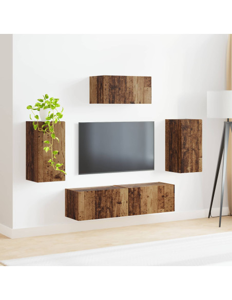 Set mobile TV 5 pcs Legno vecchio Legno multistrato