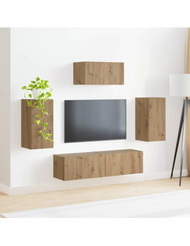 Set mobile TV 5 pcs Rovere artigianale Legno multistrato