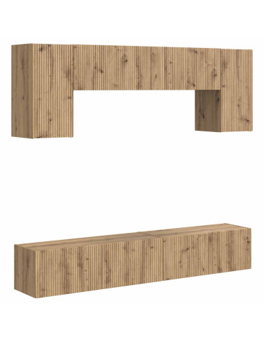 Set mobile TV Montaggio a parete 4 pcs Bianco Legno multistrato