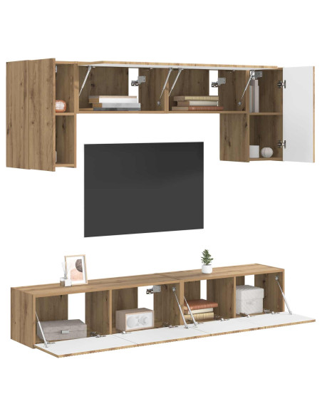 Set mobile TV 4 pcs Rovere fumé Legno multistrato