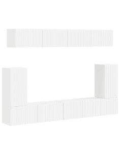 Set mobile TV Montaggio a parete 5 pcs Bianco Legno multistrato 2