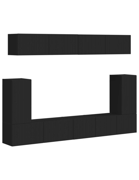 Set mobile TV 5 pz Nero Legno ingegnerizzato