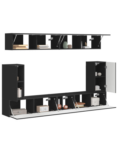 Set mobile TV 5 pz Nero Legno ingegnerizzato