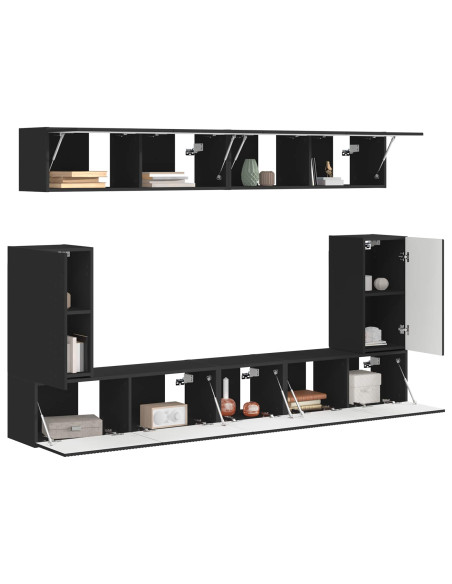 Set mobile TV 5 pz Nero Legno ingegnerizzato
