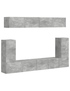 Set mobile TV 5 pcs Grigio cemento Legno multistrato 2