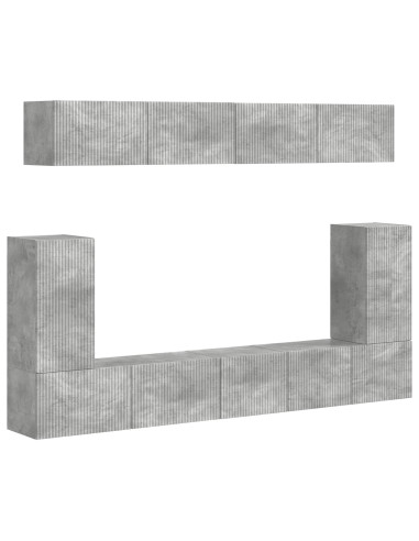 Set mobile TV 5 pcs Grigio cemento Legno multistrato