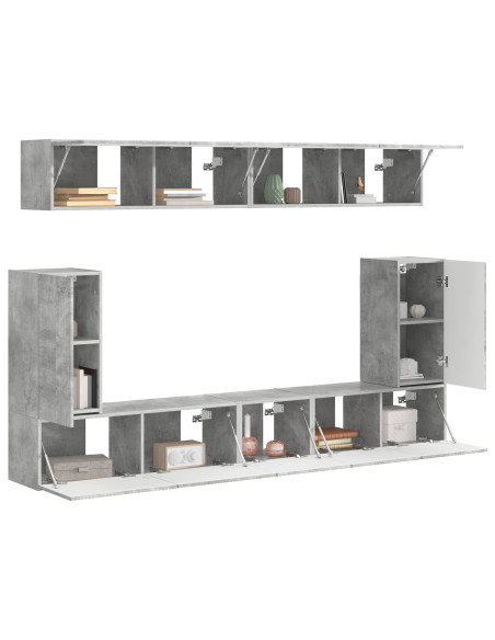 Set mobile TV 5 pcs Grigio cemento Legno multistrato