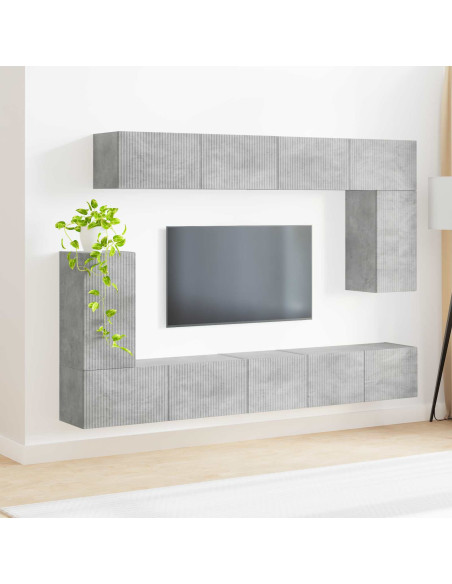 Set mobile TV 5 pcs Grigio cemento Legno multistrato