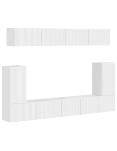 Set mobile TV 5 pcs Bianco Lucido Legno multistrato 2