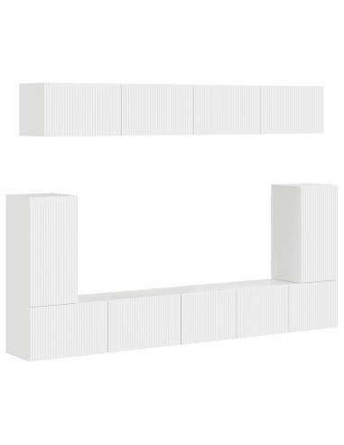 Set mobile TV 5 pcs Bianco Lucido Legno multistrato