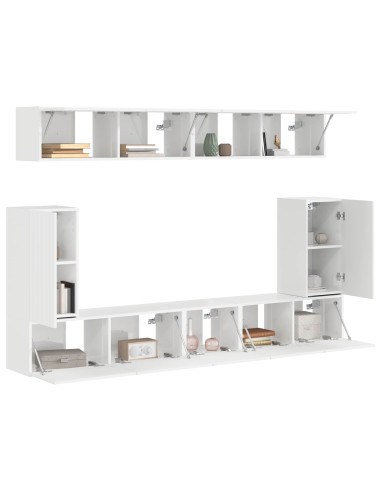 Set mobile TV 5 pcs Bianco Lucido Legno multistrato