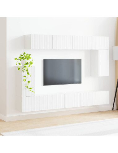 Set mobile TV 5 pcs Bianco Lucido Legno multistrato