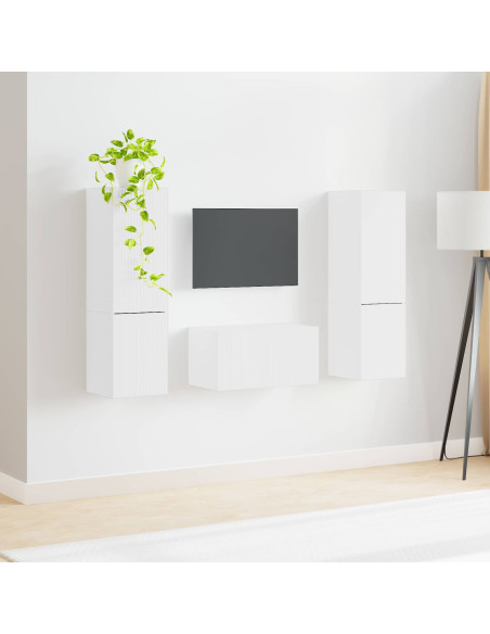 Set mobile TV 5 pcs Bianco Legno multistrato