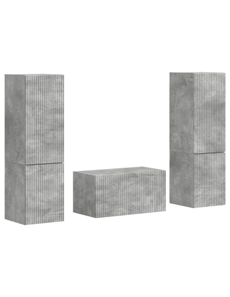 Set mobile TV 5 pcs Grigio cemento Legno multistrato