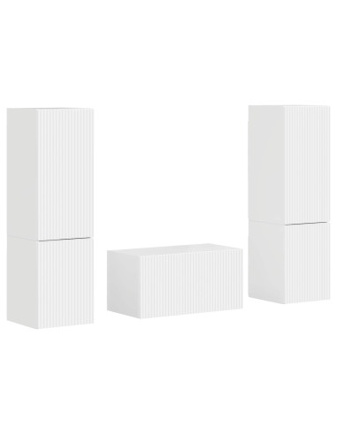 Set mobile TV 5 pcs Bianco Lucido Legno multistrato