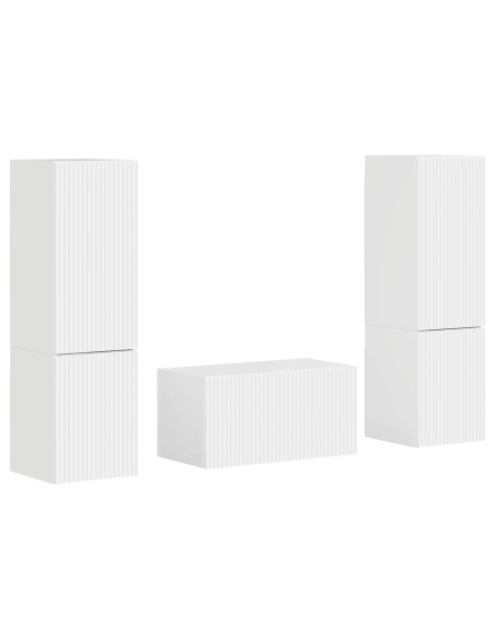 Set mobile TV 5 pcs Bianco Lucido Legno multistrato