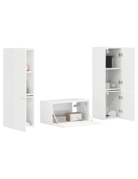 Set mobile TV 5 pcs Bianco Lucido Legno multistrato