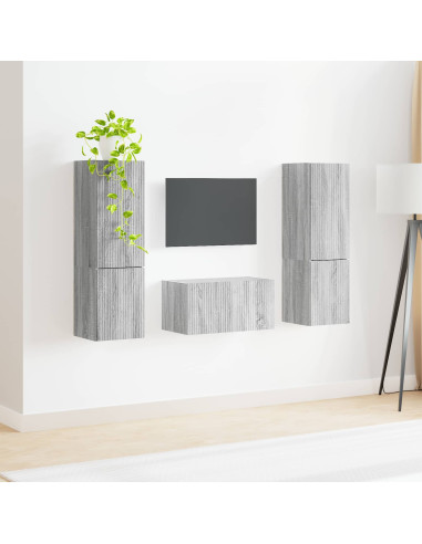 Set mobile TV 5 pcs Grigio Sonoma Legno multistrato