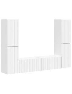 Set mobile TV 6 pcs Bianco Legno multistrato 2