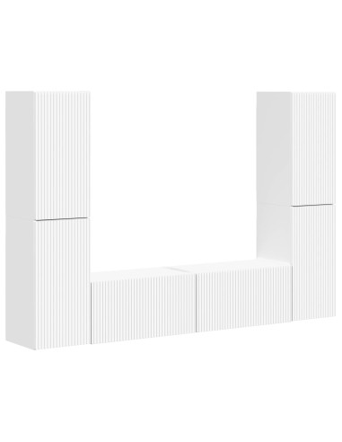 Set mobile TV 6 pcs Bianco Legno multistrato