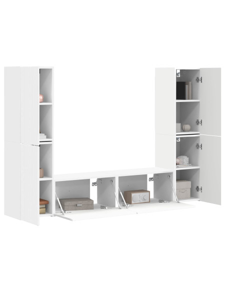 Set mobile TV 6 pcs Bianco Legno multistrato