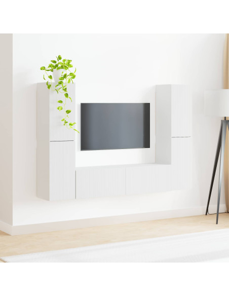 Set mobile TV 6 pcs Bianco Legno multistrato