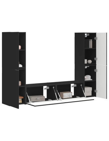 Set mobile TV 6 pcs Nero Legno multistrato