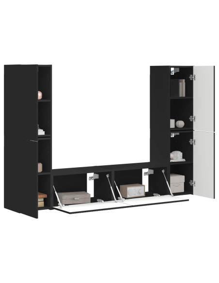 Set mobile TV 6 pcs Nero Legno multistrato