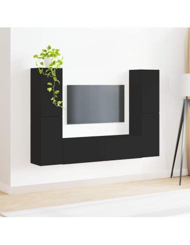 Set mobile TV 6 pcs Nero Legno multistrato