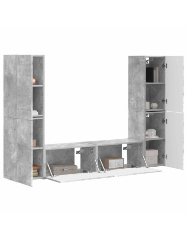 Set mobile TV 6 pcs Grigio cemento Legno multistrato