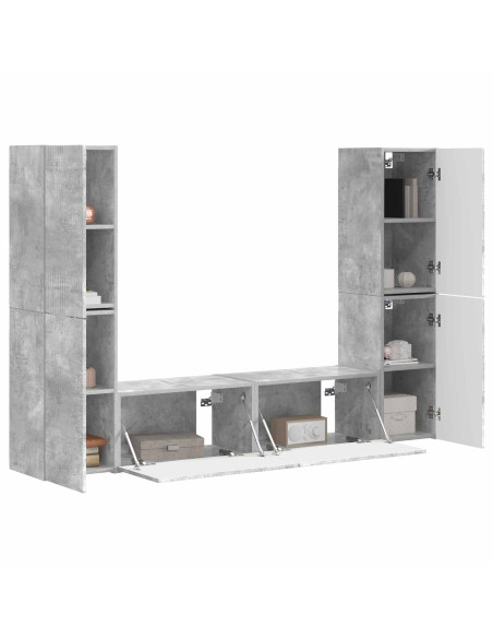 Set mobile TV 6 pcs Grigio cemento Legno multistrato