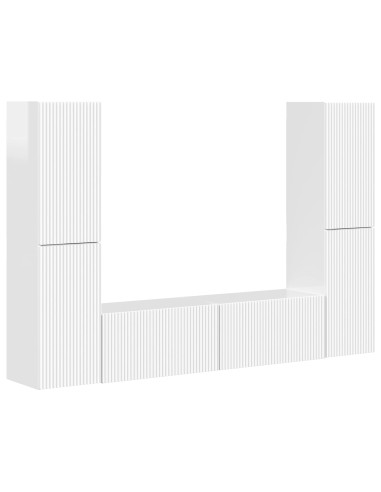 Set mobile TV 6 pcs Bianco Lucido Legno multistrato